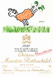 Chateau Mouton Rothschild 今年發行一九九九年新酒所用美術招紙